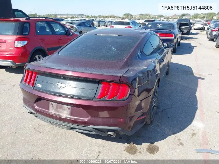 2018 Ford Mustang Ecoboost VIN: 1FA6P8TH5J5144806 Lot: 40506228