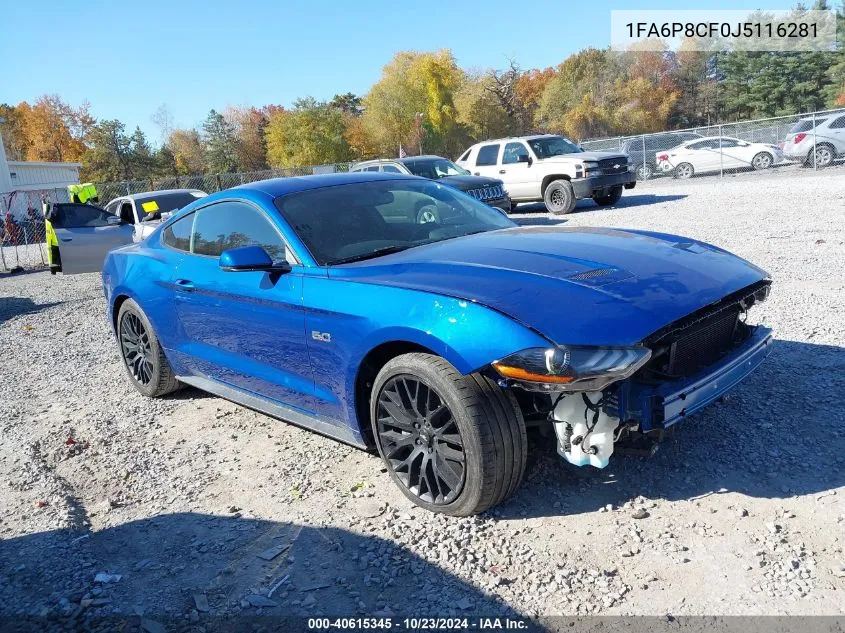 2018 Ford Mustang Gt Premium VIN: 1FA6P8CF0J5116281 Lot: 40615345