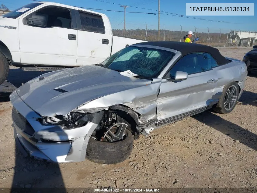 2018 Ford Mustang Ecoboost Premium VIN: 1FATP8UH6J5136134 Lot: 40631322