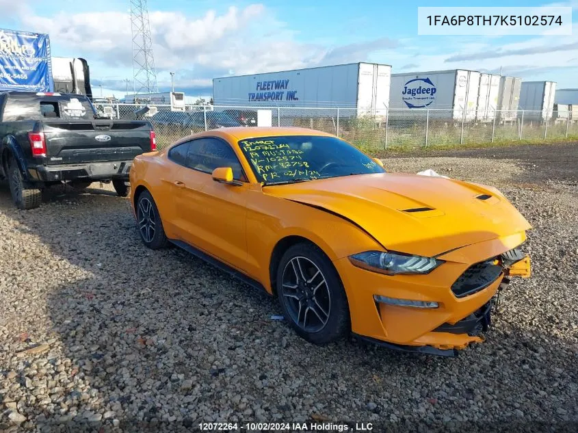 2019 Ford Mustang VIN: 1FA6P8TH7K5102574 Lot: 12072264