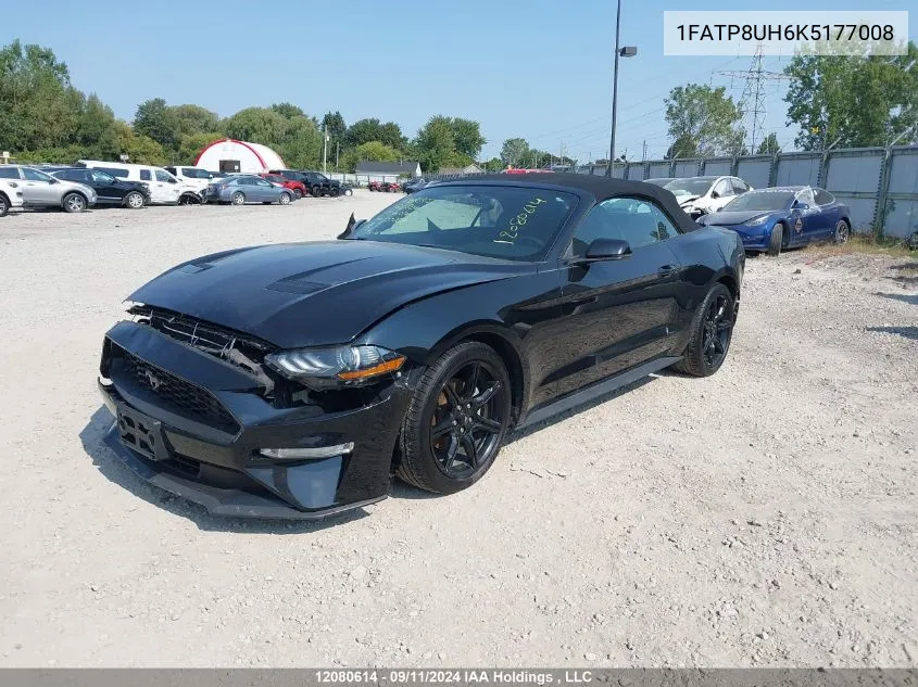 2019 Ford Mustang VIN: 1FATP8UH6K5177008 Lot: 12080614