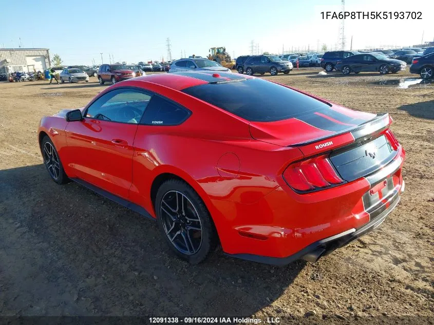 2019 Ford Mustang VIN: 1FA6P8TH5K5193702 Lot: 12091338