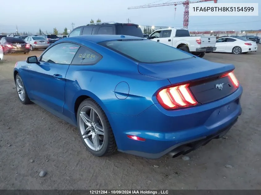 2019 Ford Mustang VIN: 1FA6P8TH8K5154599 Lot: 12121284