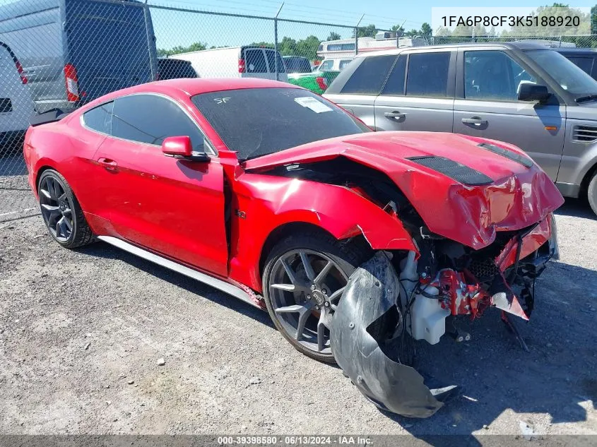 2019 Ford Mustang Gt VIN: 1FA6P8CF3K5188920 Lot: 39398580