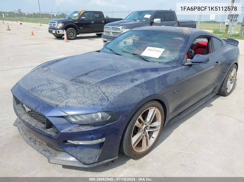 2019 Ford Mustang Gt Premium VIN: 1FA6P8CF1K5112578 Lot: 39862945