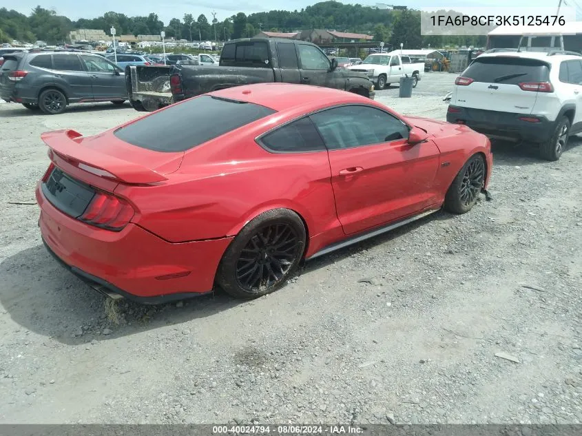 2019 Ford Mustang Gt Premium VIN: 1FA6P8CF3K5125476 Lot: 40024794