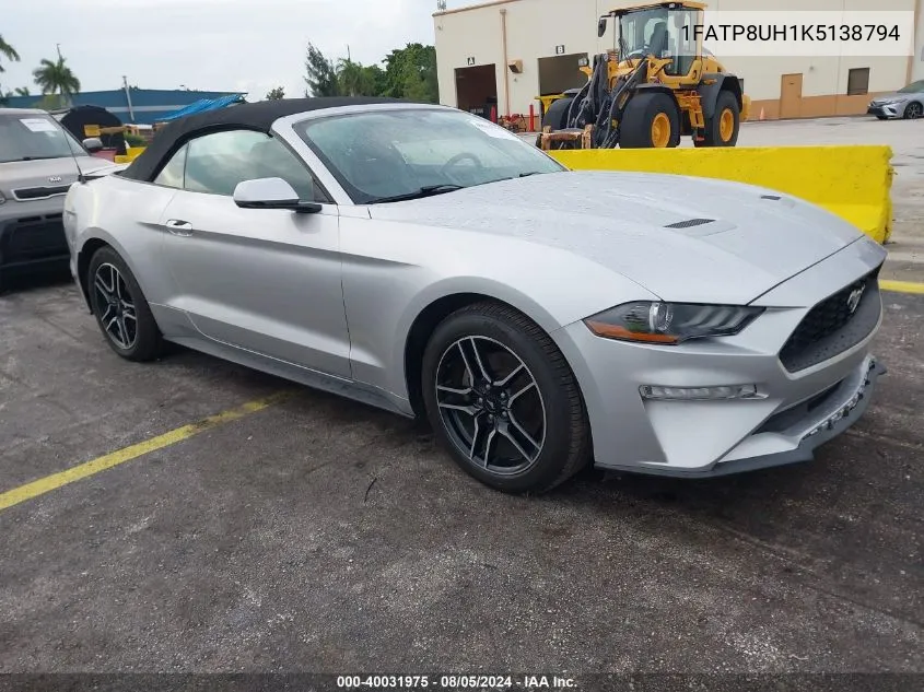 2019 Ford Mustang Ecoboost Premium VIN: 1FATP8UH1K5138794 Lot: 40031975