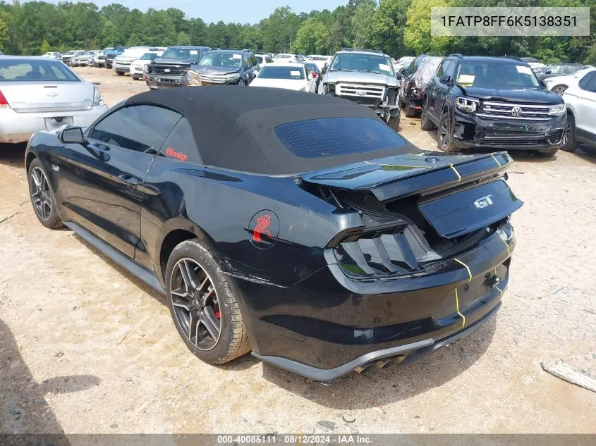 1FATP8FF6K5138351 2019 Ford Mustang Gt Premium