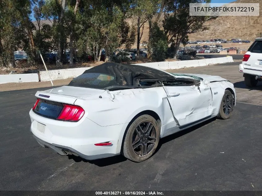 2019 Ford Mustang Gt Premium VIN: 1FATP8FF0K5172219 Lot: 40136271