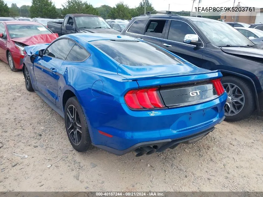 2019 Ford Mustang Gt VIN: 1FA6P8CF9K5203761 Lot: 40157244