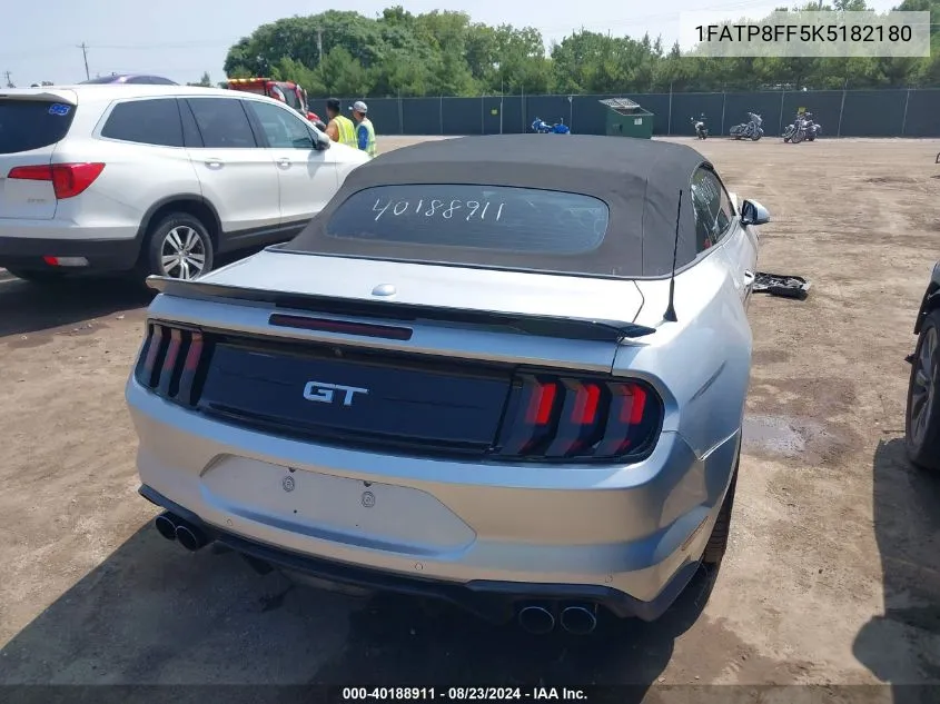 2019 Ford Mustang Gt Premium VIN: 1FATP8FF5K5182180 Lot: 40188911