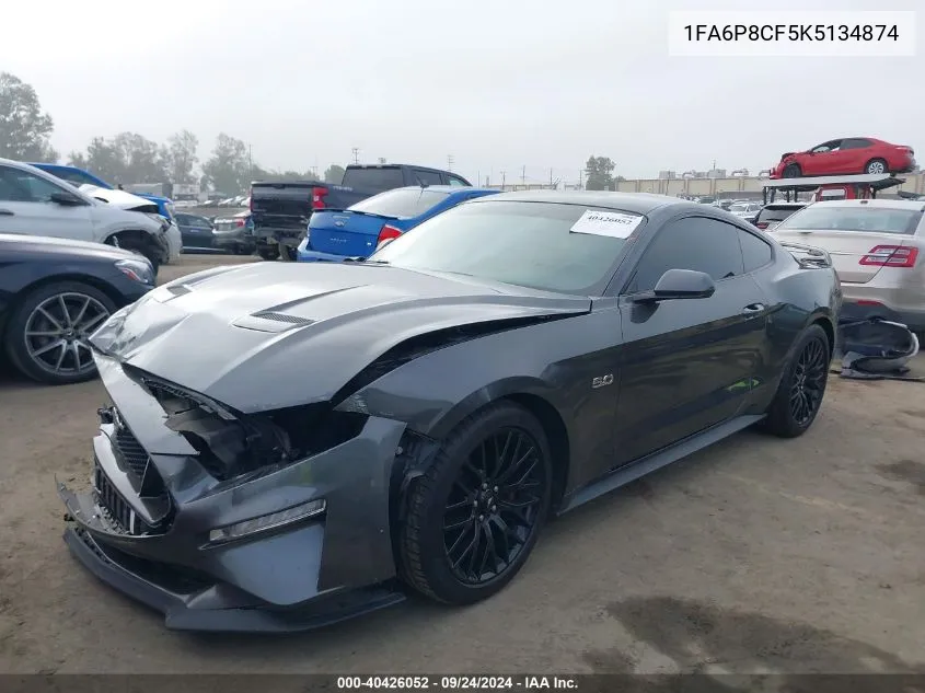 2019 Ford Mustang Gt VIN: 1FA6P8CF5K5134874 Lot: 40426052