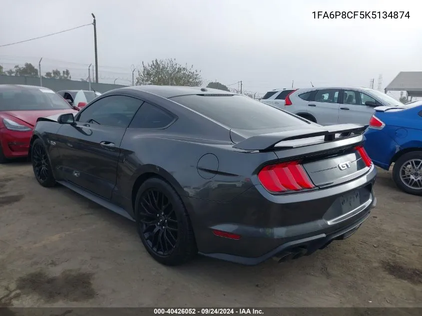 2019 Ford Mustang Gt VIN: 1FA6P8CF5K5134874 Lot: 40426052