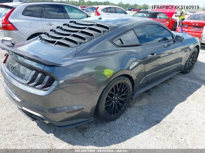 2019 Ford Mustang Gt VIN: 1FA6P8CFXK5160919 Lot: 40475958