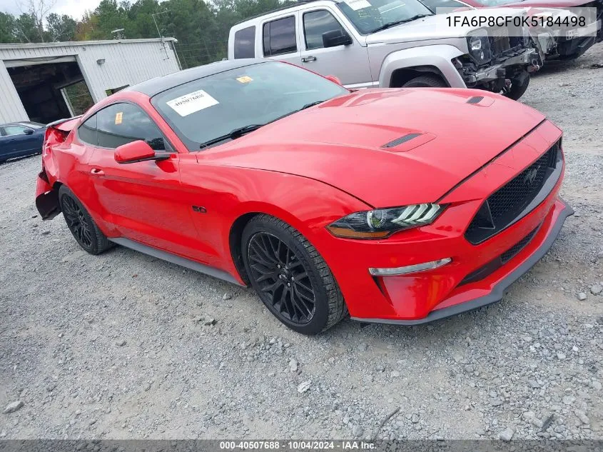 2019 Ford Mustang Gt VIN: 1FA6P8CF0K5184498 Lot: 40507688