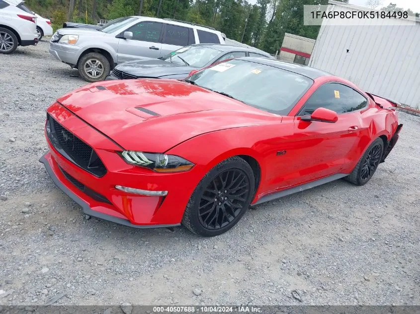 2019 Ford Mustang Gt VIN: 1FA6P8CF0K5184498 Lot: 40507688