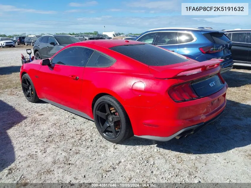 2019 Ford Mustang Gt VIN: 1FA6P8CF2K5191632 Lot: 40517646