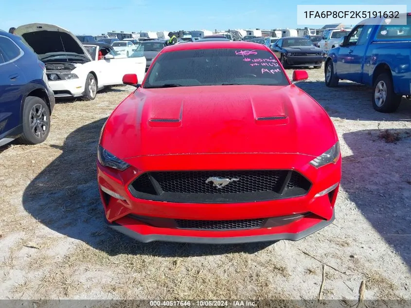 2019 Ford Mustang Gt VIN: 1FA6P8CF2K5191632 Lot: 40517646