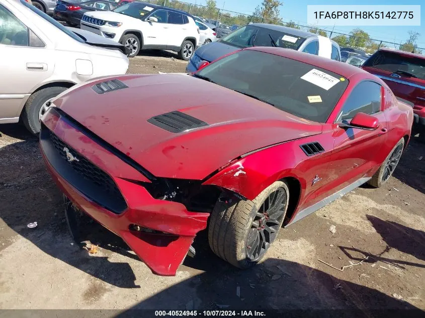 2019 Ford Mustang Ecoboost VIN: 1FA6P8TH8K5142775 Lot: 40524945