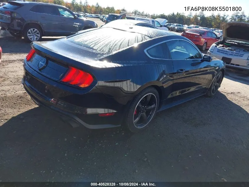 2019 Ford Mustang VIN: 1FA6P8K08K5501800 Lot: 40528328