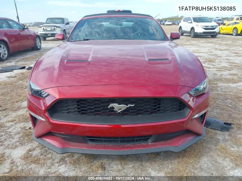 2019 Ford Mustang Ecoboost Premium VIN: 1FATP8UH5K5138085 Lot: 40619802