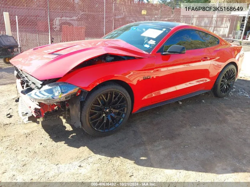 2019 Ford Mustang Gt Premium VIN: 1FA6P8CF3K5168649 Lot: 40636492