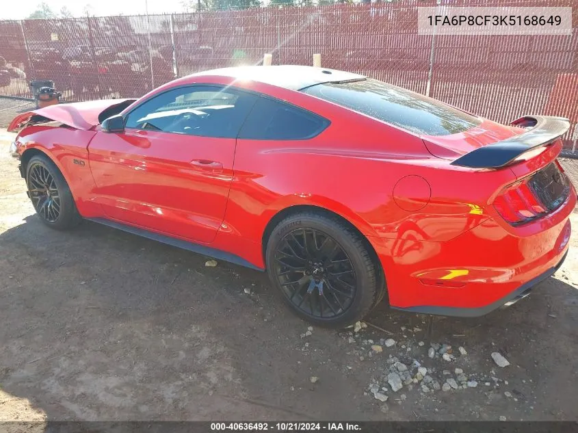 2019 Ford Mustang Gt Premium VIN: 1FA6P8CF3K5168649 Lot: 40636492