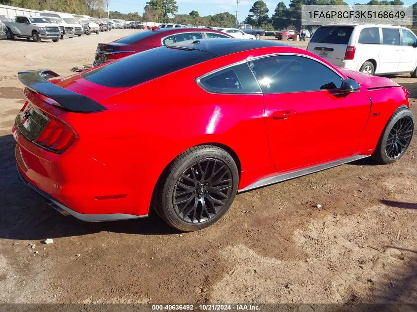 2019 Ford Mustang Gt Premium VIN: 1FA6P8CF3K5168649 Lot: 40636492