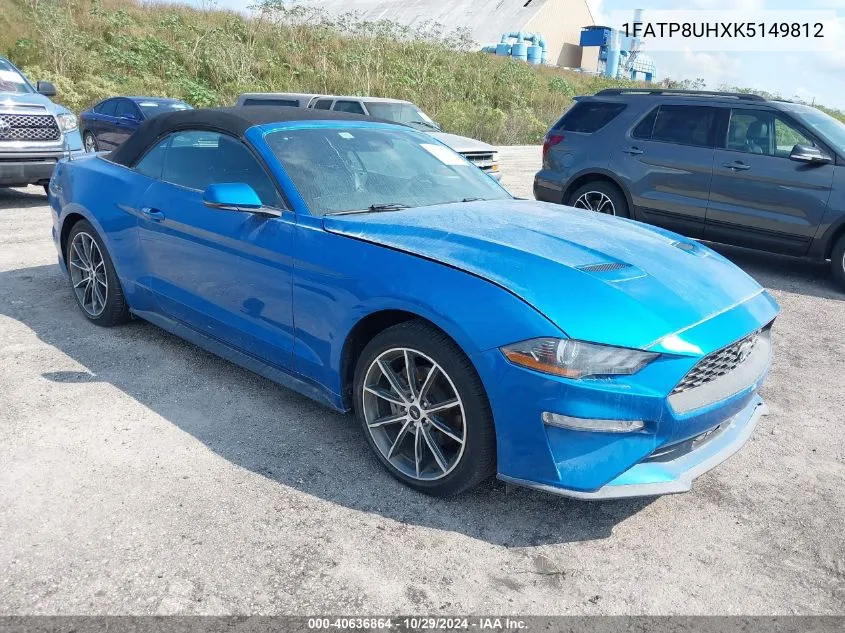 2019 Ford Mustang Ecoboost Premium VIN: 1FATP8UHXK5149812 Lot: 40636864