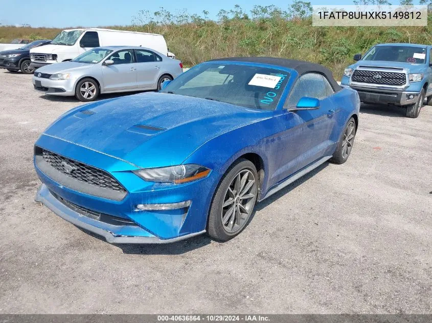 2019 Ford Mustang Ecoboost Premium VIN: 1FATP8UHXK5149812 Lot: 40636864