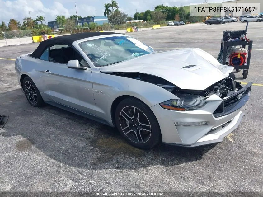 2019 Ford Mustang Gt Premium VIN: 1FATP8FF8K5171657 Lot: 40664119