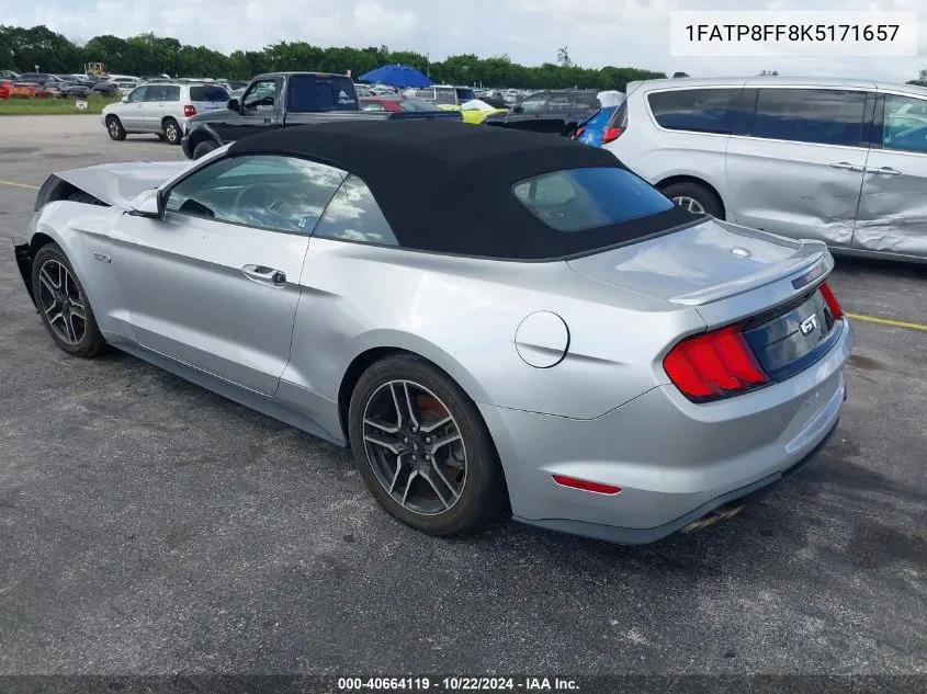 2019 Ford Mustang Gt Premium VIN: 1FATP8FF8K5171657 Lot: 40664119