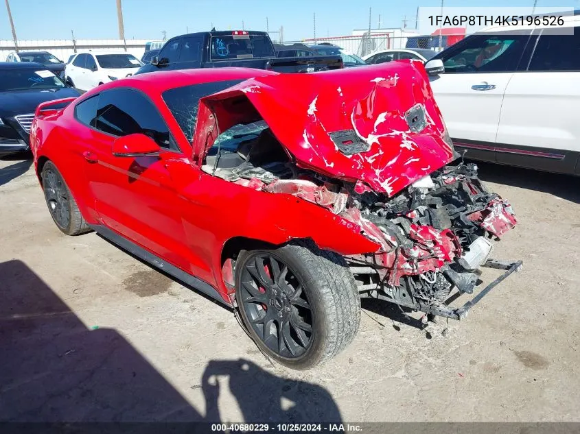 2019 Ford Mustang Ecoboost Premium VIN: 1FA6P8TH4K5196526 Lot: 40680229