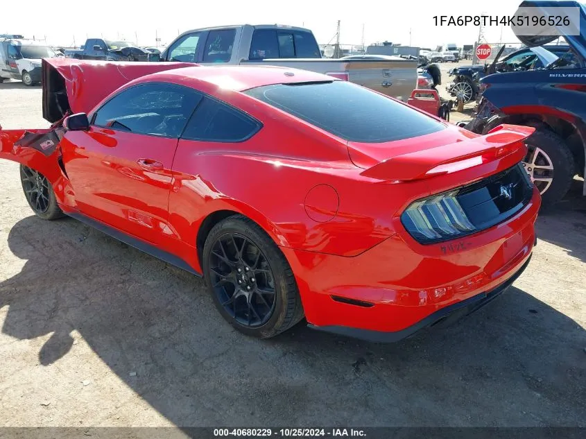 2019 Ford Mustang Ecoboost Premium VIN: 1FA6P8TH4K5196526 Lot: 40680229