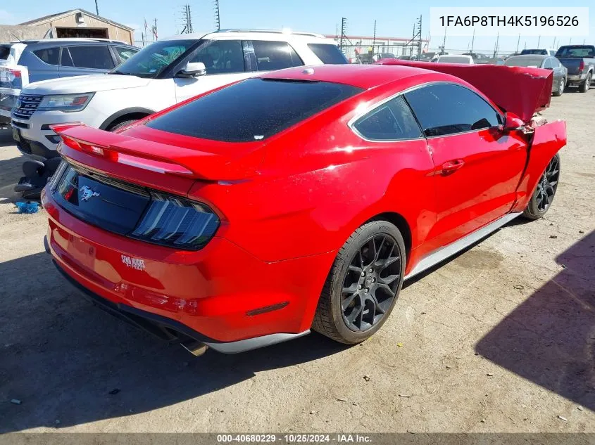 2019 Ford Mustang Ecoboost Premium VIN: 1FA6P8TH4K5196526 Lot: 40680229