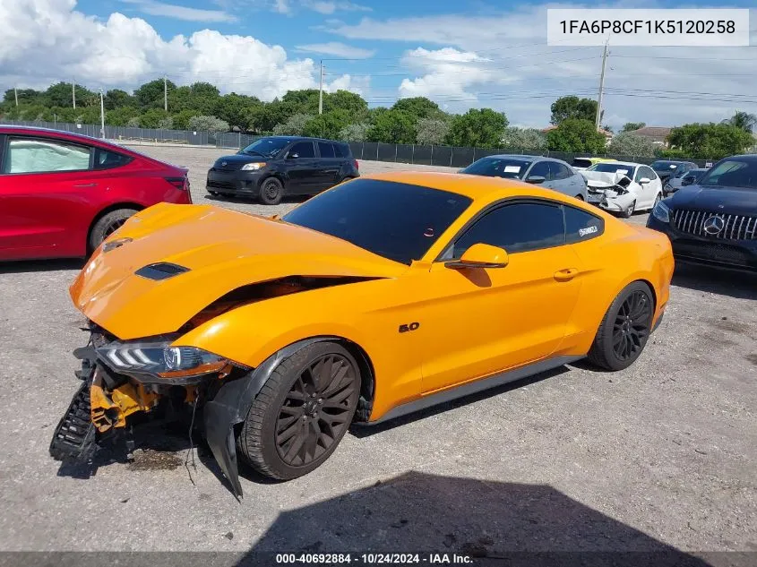 2019 Ford Mustang Gt Premium VIN: 1FA6P8CF1K5120258 Lot: 40692884