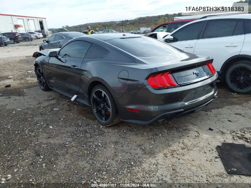 2019 Ford Mustang Ecoboost VIN: 1FA6P8TH3K5118383 Lot: 40801101