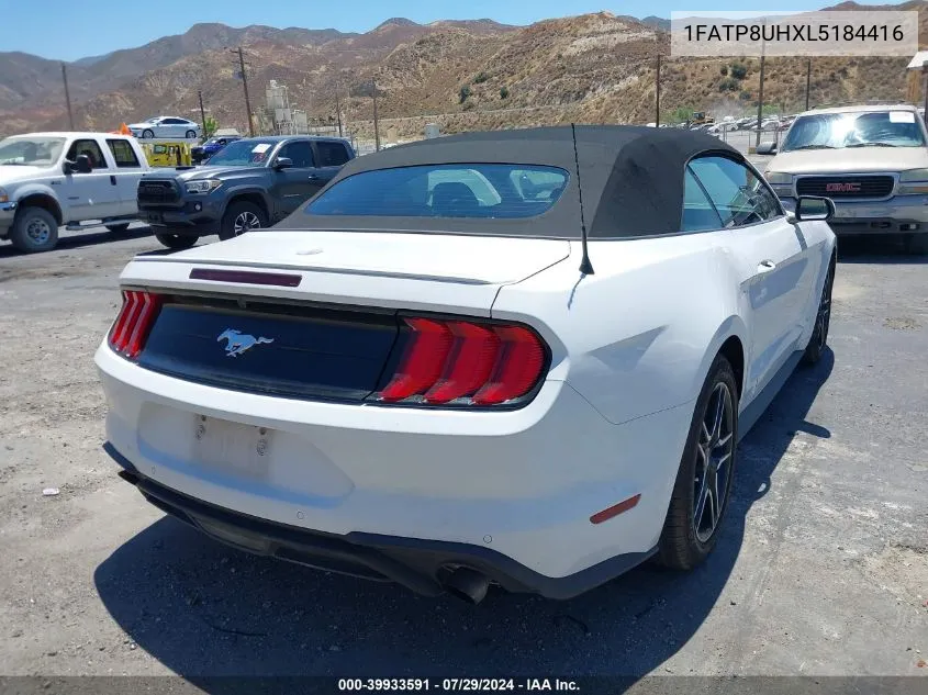 2020 Ford Mustang Ecoboost Premium VIN: 1FATP8UHXL5184416 Lot: 39933591