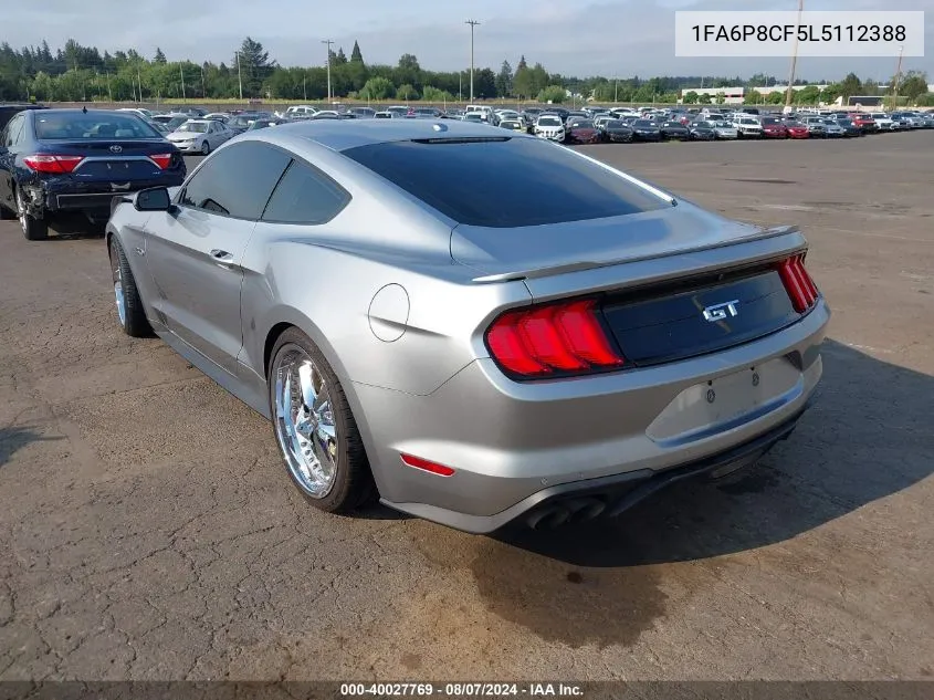 2020 Ford Mustang Gt Premium Fastback VIN: 1FA6P8CF5L5112388 Lot: 40027769