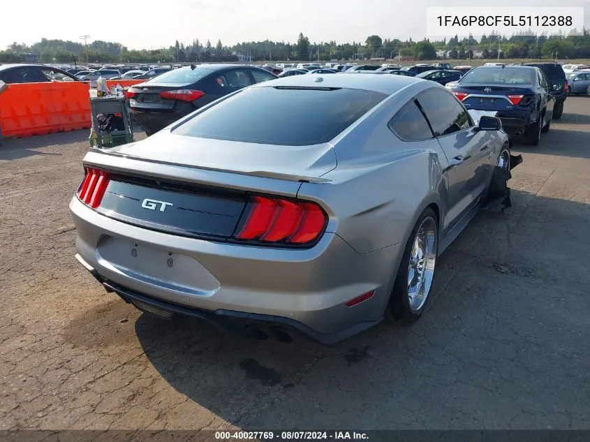 2020 Ford Mustang Gt Premium Fastback VIN: 1FA6P8CF5L5112388 Lot: 40027769