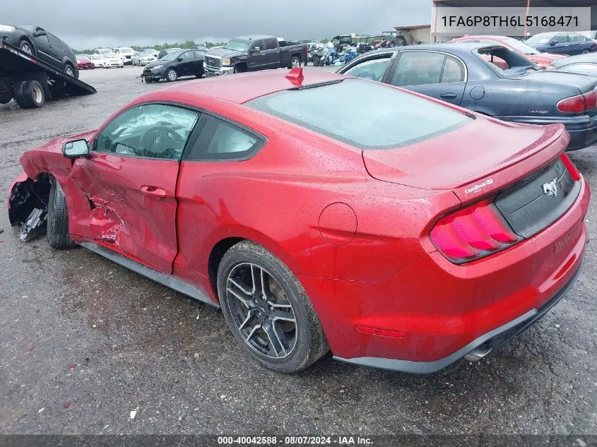 2020 Ford Mustang Ecoboost Fastback VIN: 1FA6P8TH6L5168471 Lot: 40042588