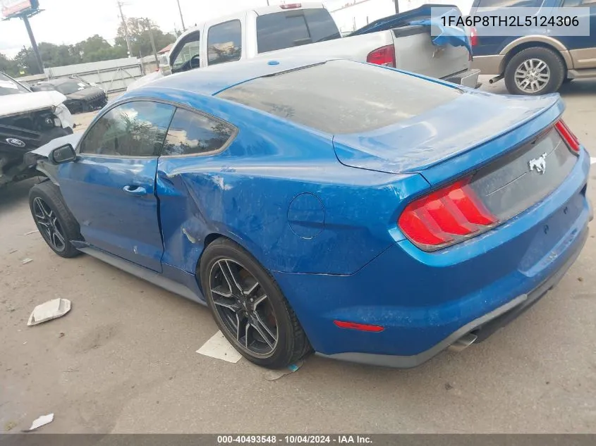 2020 Ford Mustang Ecoboost Fastback VIN: 1FA6P8TH2L5124306 Lot: 40493548