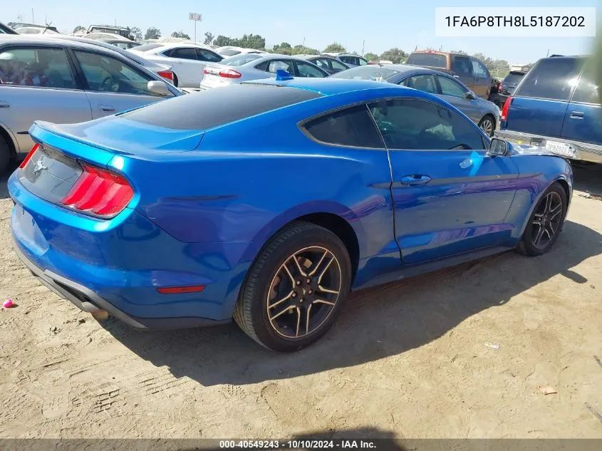 2020 Ford Mustang Ecoboost VIN: 1FA6P8TH8L5187202 Lot: 40549243