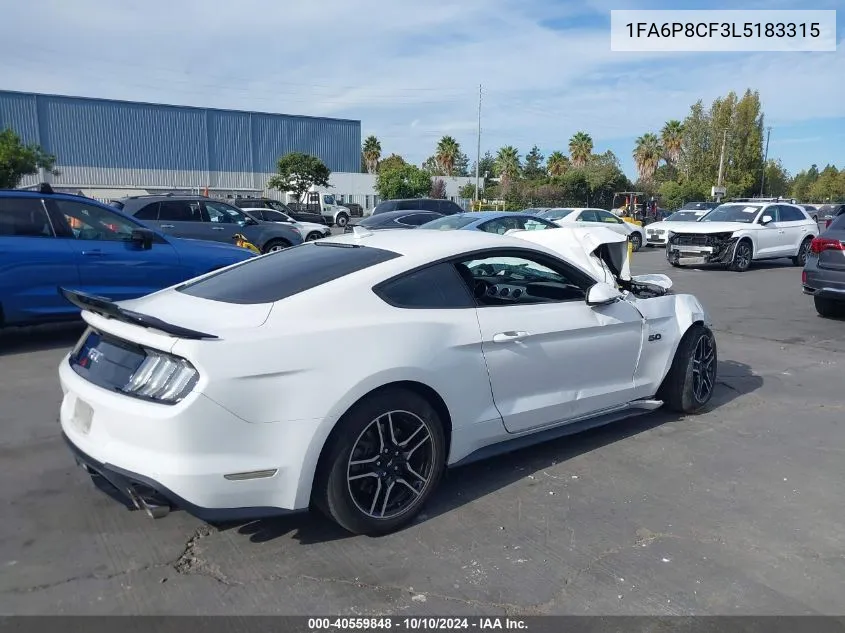 2020 Ford Mustang Gt VIN: 1FA6P8CF3L5183315 Lot: 40559848