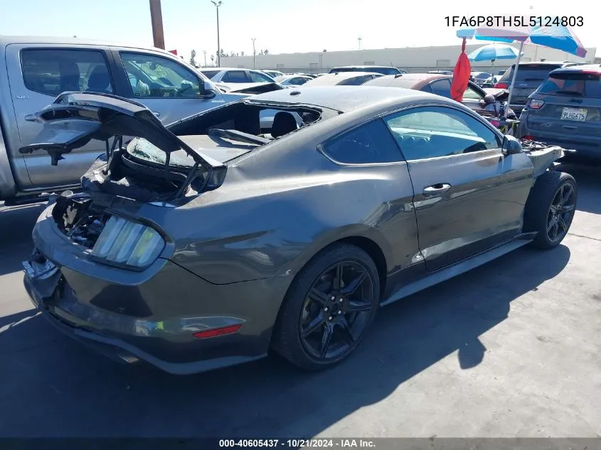 2020 Ford Mustang VIN: 1FA6P8TH5L5124803 Lot: 40605437