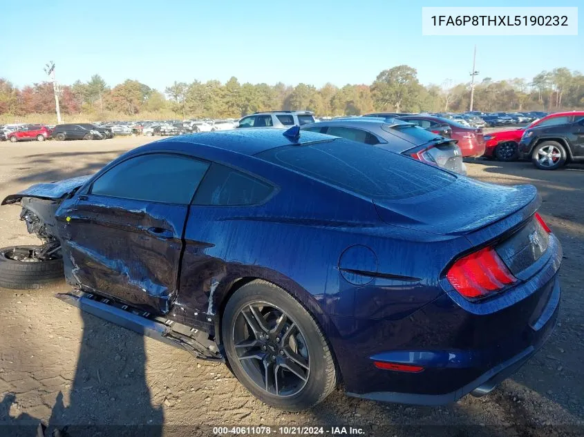 2020 Ford Mustang VIN: 1FA6P8THXL5190232 Lot: 40611078