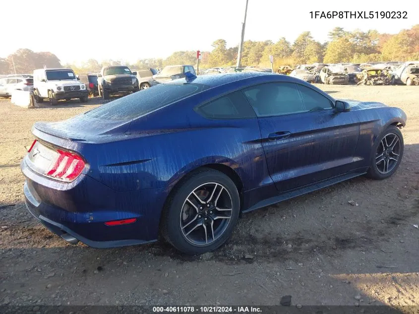 2020 Ford Mustang VIN: 1FA6P8THXL5190232 Lot: 40611078