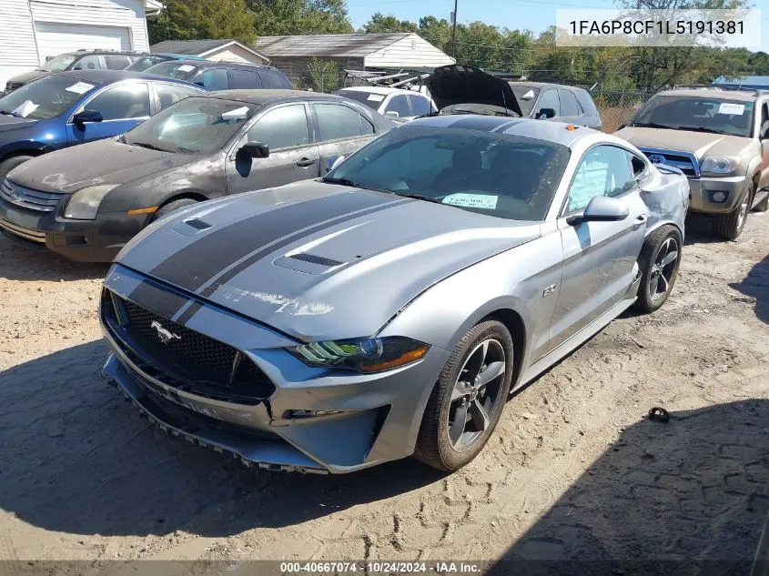 2020 Ford Mustang Gt VIN: 1FA6P8CF1L5191381 Lot: 40667074