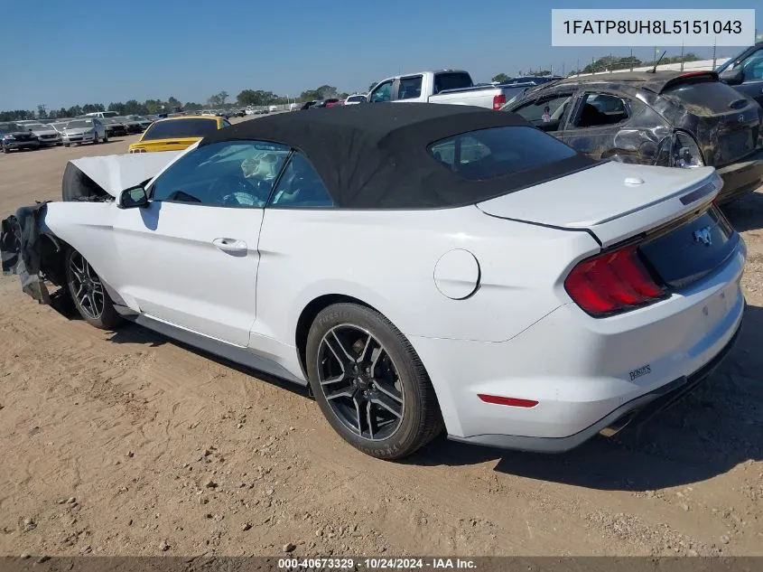 2020 Ford Mustang VIN: 1FATP8UH8L5151043 Lot: 40673329