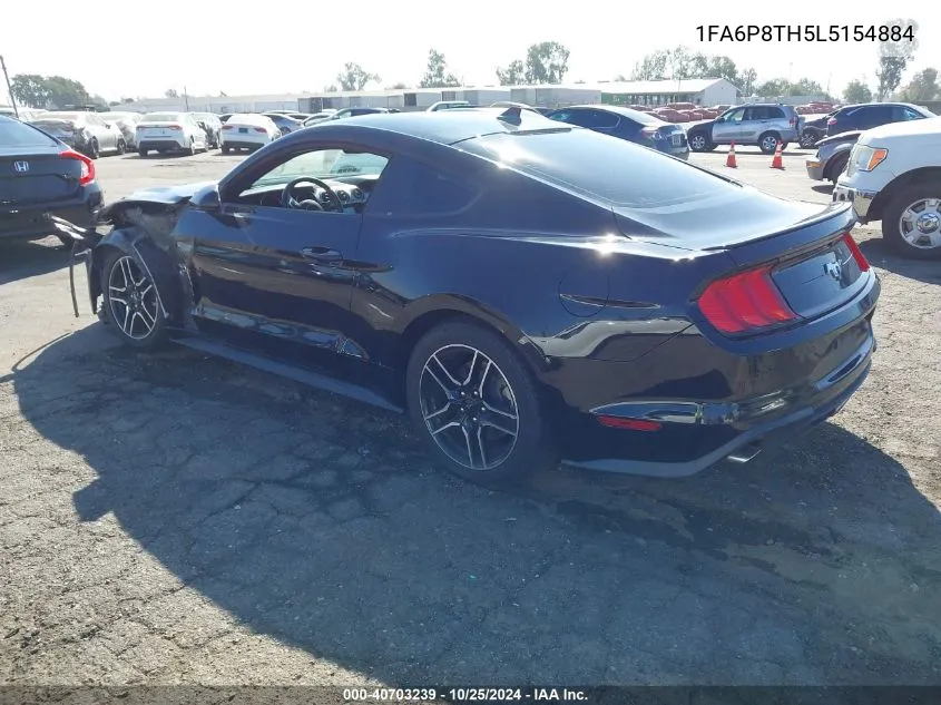 2020 Ford Mustang Ecoboost VIN: 1FA6P8TH5L5154884 Lot: 40703239